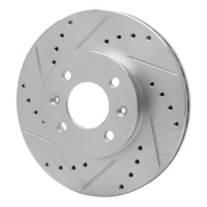 Dodge Attitude Brake Rotor (1) - Front Left - R1 Concepts - Drilled & Slotted - Silver - `06-`12